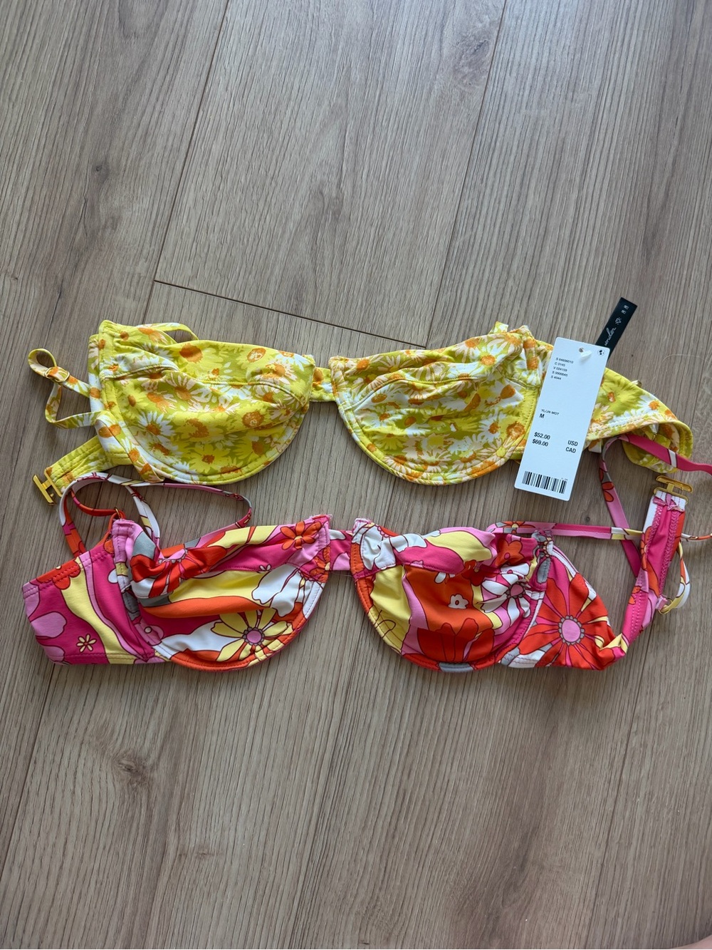 Urban Outfitters Floral Bikini Tops - Yellow & Pink-Orange Floral